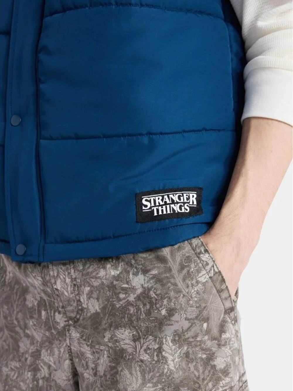 Stranger Things Puffer Vest No Boundaries Burgundy/White/Navy New Men's Size L
